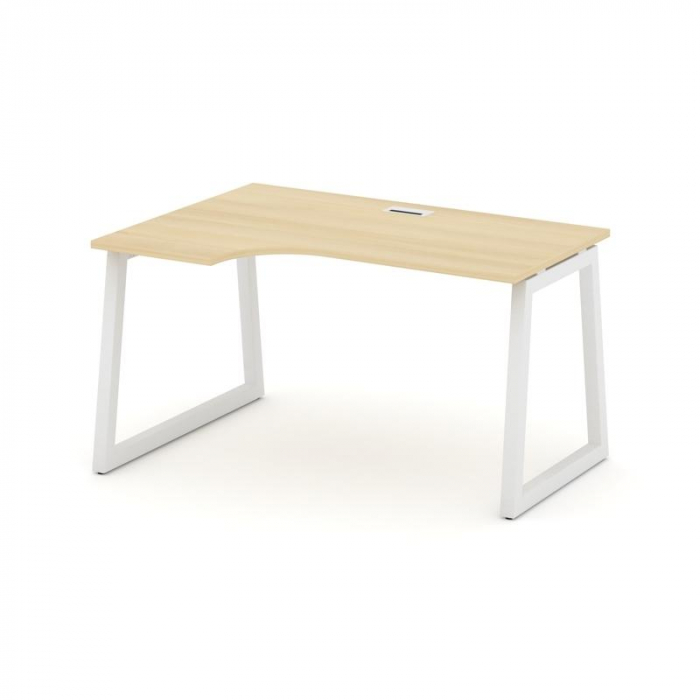 Стайл Проджект Стол рабочий эргоном. SN-5T1.SPA-011(L) Акация Лорка/Металл Белый/Заглушка Пластик Бе
