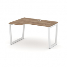 Style Project Стол рабочий эргоном. SN-5T2.SPA-002(L) Дуб Табак/Металл Белый/Заглушка Пластик Белый