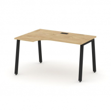 Style Project Стол рабочий эргоном. SN-6A.SPA-001(L) Тиквуд Светлый/Металл Черный 1380*600/980*750