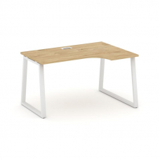 Style Project Стол рабочий эргоном. SN-6T1.SPA-012(R) Тиквуд Светлый/Металл Белый/Заглушка Пластик Б