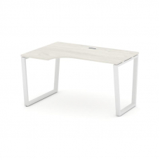Style Project Стол рабочий эргоном. SN-6T2.SPA-011(L) Дуб Наварра/Металл Белый/Заглушка Пластик Белы