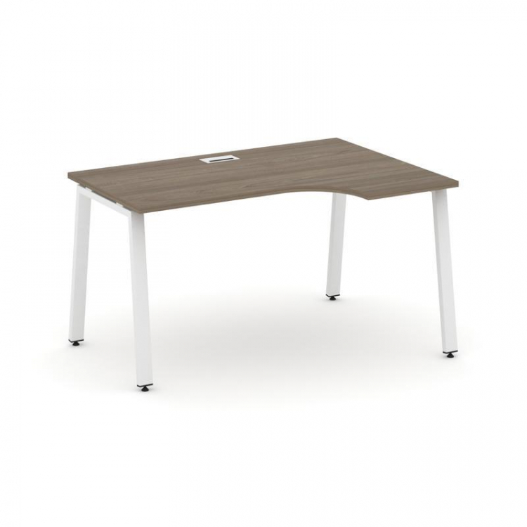 Style Project Стол рабочий эргоном. SN-6A.SPA-001(R) Вяз Благородный/Металл Белый 1380*600/980*750