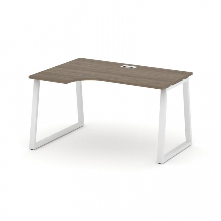 Style Project Стол рабочий эргоном. SN-6T1.SPA-021(L) Вяз Благородный/Металл Белый/Заглушка Пластик