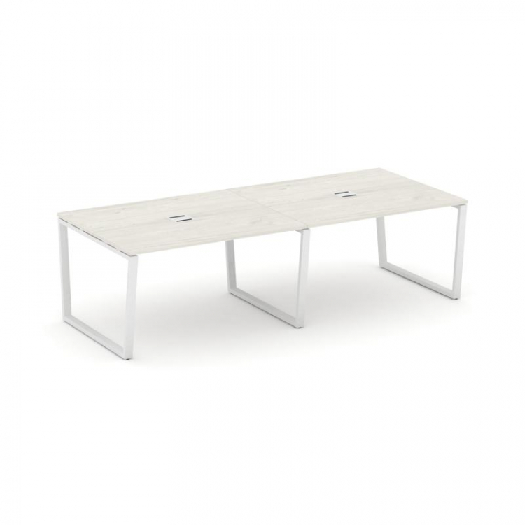 Style Project Стол переговорный SN-6T2.SPRG-044 Дуб Наварра/Металл Белый/Заглушка Металл Белый 3160*