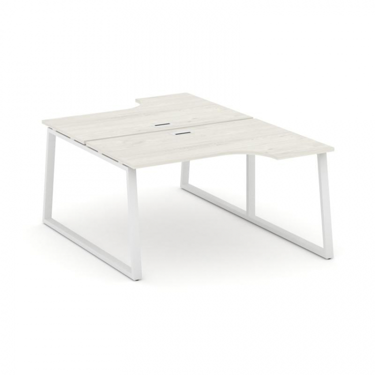 Style Project Рабочая станция эргоном. SN-6T1.DRPA-011 Дуб Наварра/Металл Белый/Заглушка Пластик Бел