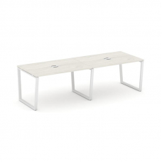 Style Project Стол переговорный SN-6T2.SPRG-011 Дуб Наварра/Металл Белый/Заглушка Металл Белый 1960*