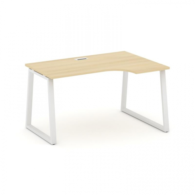 Style Project Стол рабочий эргоном. SN-6T1.SPA-021(R) Акация Лорка/Металл Белый/Заглушка Пластик Бел