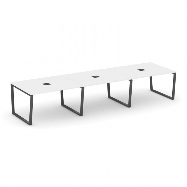 Style Project Стол переговорный SN-6T2.SPRG-054 Белый/Металл Антрацит/Заглушка Металл Антрацит 4740*