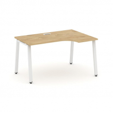 Style Project Стол рабочий эргоном. SN-6A.SPA-002(R) Тиквуд Светлый/Металл Белый 1580*600/980*750