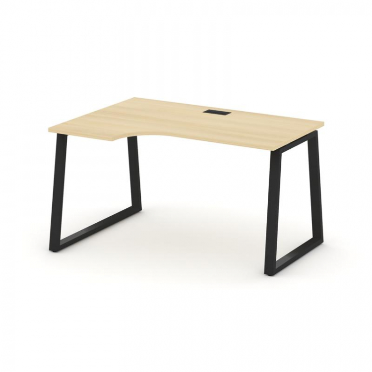 Style Project Стол рабочий эргоном. SN-6T1.SPA-011(L) Акация Лорка/Металл Черный/Заглушка Пластик Че