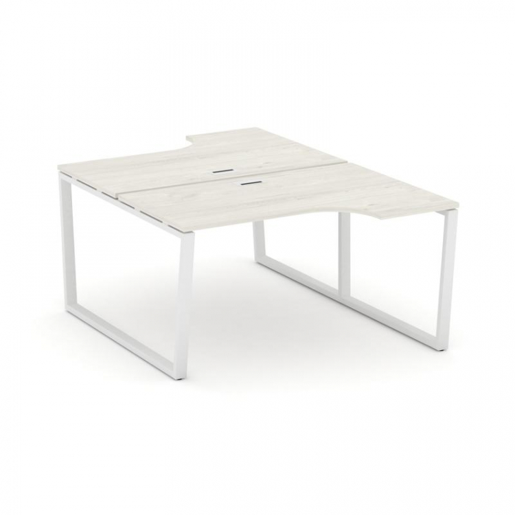 Style Project Рабочая станция эргоном. SN-6T2.DRPA-012 Дуб Наварра/Металл Белый/Заглушка Пластик Бел