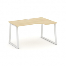 Style Project Стол рабочий эргоном. SN-6T1.SPA-002(R) Акация Лорка/Металл Белый/Заглушка Пластик Бел
