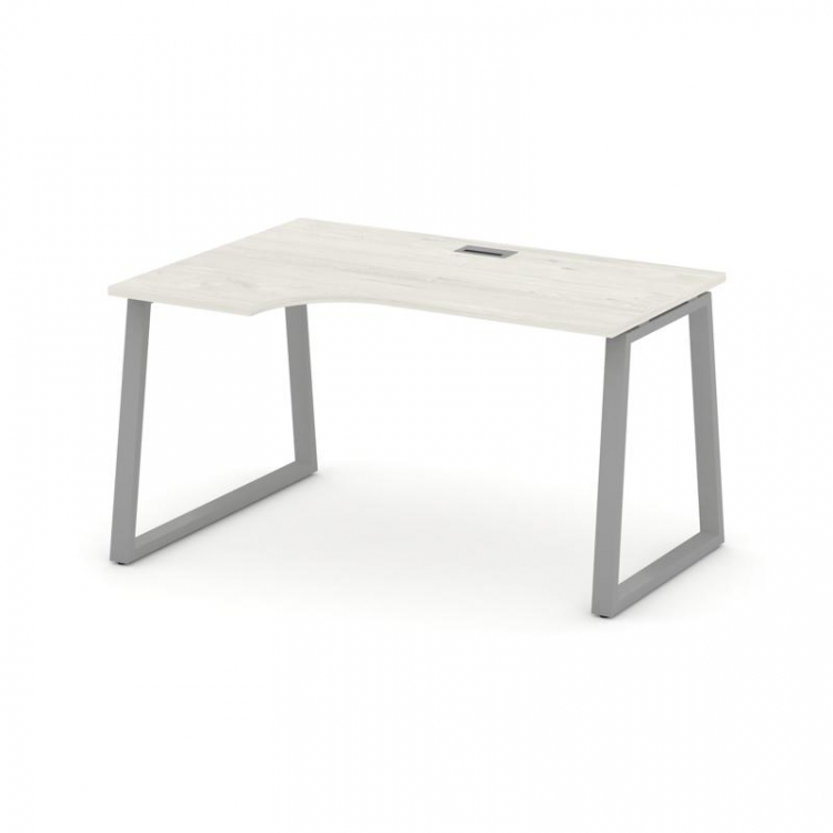 Style Project Стол рабочий эргоном. SN-6T1.SPA-002(L) Дуб Наварра/Металл Серый/Заглушка Пластик Сере