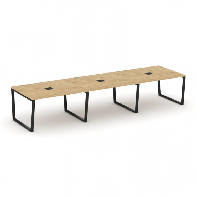 Style Project Стол переговорный SN-6T2.SPRG-053 Тиквуд Светлый/Металл Черный/Заглушка Металл Черный