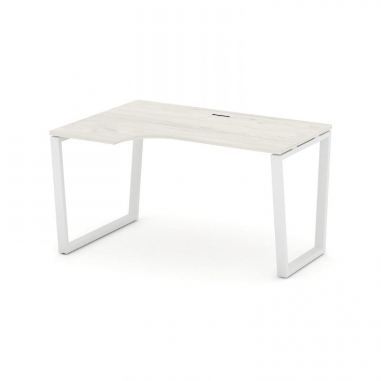 Style Project Стол рабочий эргоном. SN-6T2.SPA-002(L) Дуб Наварра/Металл Белый/Заглушка Пластик Белы