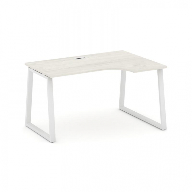 Style Project Стол рабочий эргоном. SN-6T1.SPA-021(R) Дуб Наварра/Металл Белый/Заглушка Пластик Белы