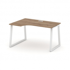 Style Project Стол рабочий эргоном. SN-6T1.SPA-011(L) Дуб Табак/Металл Белый/Заглушка Пластик Белый