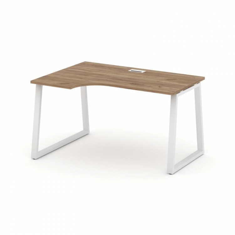 Style Project Стол рабочий эргоном. SN-6T1.SPA-011(L) Дуб Табак/Металл Белый/Заглушка Пластик Белый