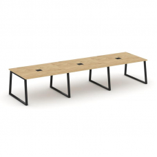 Style Project Стол переговорный SN-6T1.SPRG-053 Тиквуд Светлый/Металл Черный/Заглушка Металл Черный