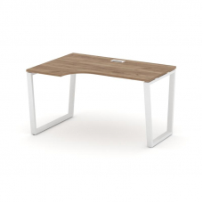 Style Project Стол рабочий эргоном. SN-6T2.SPA-021(L) Дуб Табак/Металл Белый/Заглушка Пластик Белый
