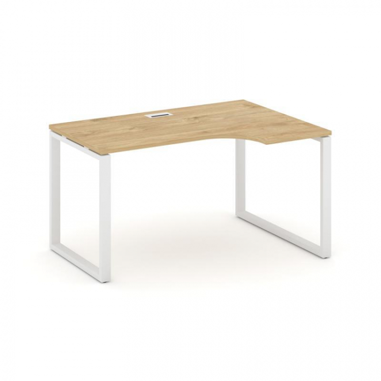 Style Project Стол рабочий эргоном. SN-6O.SPA-012(R) Тиквуд Светлый/Металл Белый 1580*700/980*750