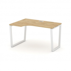 Style Project Стол рабочий эргоном. SN-6T2.SPA-011(L) Тиквуд Светлый/Металл Белый/Заглушка Пластик Б