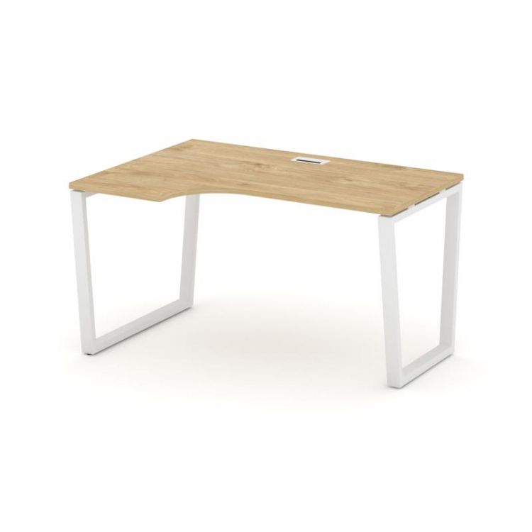 Style Project Стол рабочий эргоном. SN-6T2.SPA-011(L) Тиквуд Светлый/Металл Белый/Заглушка Пластик Б