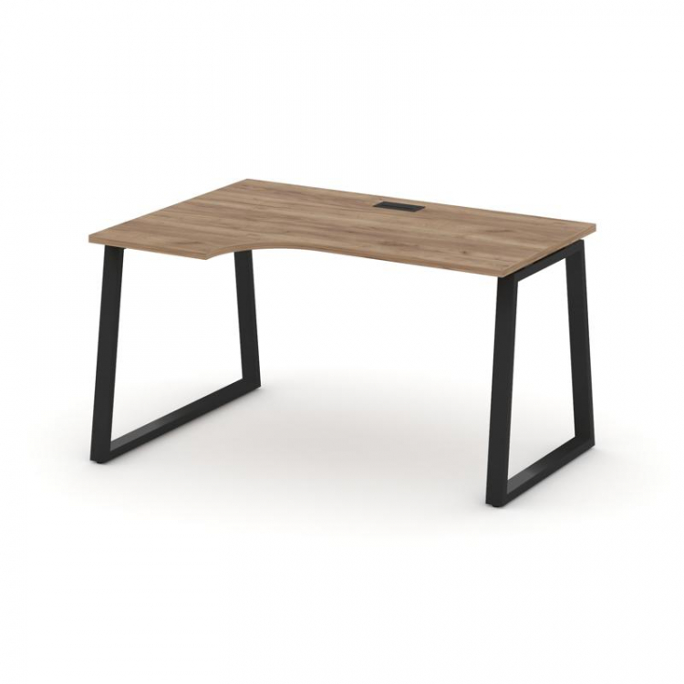 Style Project Стол рабочий эргоном. SN-6T1.SPA-012(L) Дуб Табак/Металл Черный/Заглушка Пластик Черны