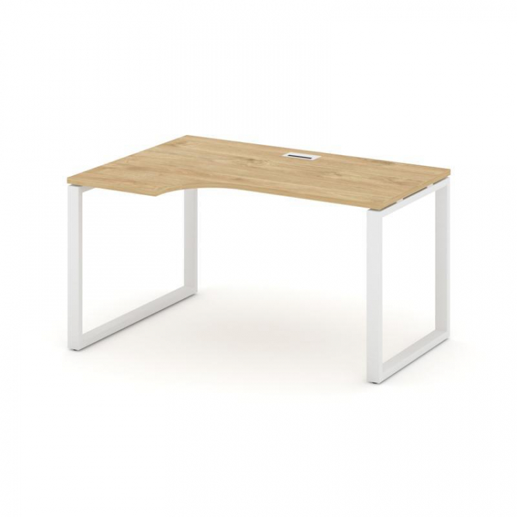 Style Project Стол рабочий эргоном. SN-6O.SPA-022(L) Тиквуд Светлый/Металл Белый 1580*800/980*750