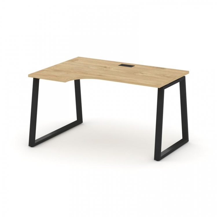 Style Project Стол рабочий эргоном. SN-6T1.SPA-011(L) Тиквуд Светлый/Металл Черный/Заглушка Пластик