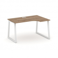 Style Project Стол рабочий эргоном. SN-6T1.SPA-012(R) Дуб Табак/Металл Белый/Заглушка Пластик Белый