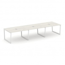 Style Project Стол переговорный SN-6T2.SPRG-054 Дуб Наварра/Металл Белый/Заглушка Металл Белый 4740*