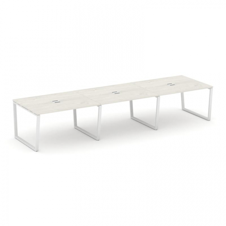 Style Project Стол переговорный SN-6T2.SPRG-054 Дуб Наварра/Металл Белый/Заглушка Металл Белый 4740*