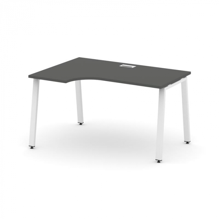 Style Project Стол рабочий эргоном. SN-6A.SPA-012(L) Антрацит/Металл Белый 1580*700/980*750