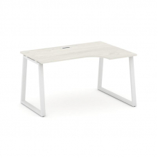 Style Project Стол рабочий эргоном. SN-6T1.SPA-001(R) Дуб Наварра/Металл Белый/Заглушка Пластик Белы