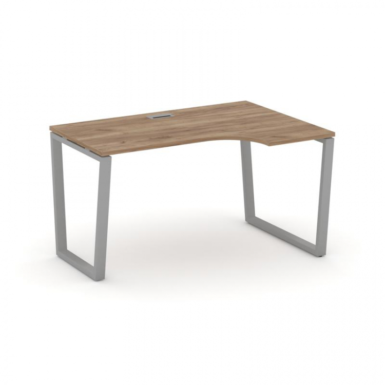 Style Project Стол рабочий эргоном. SN-6T2.SPA-022(R) Дуб Табак/Металл Серый/Заглушка Пластик Серебр