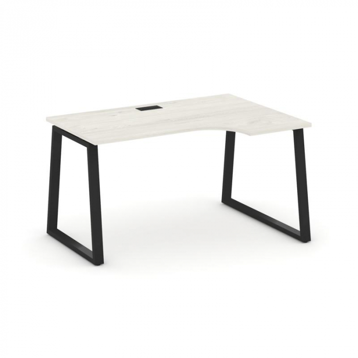 Стайл Проджект Стол рабочий эргоном. SN-6T1.SPA-022(R) Дуб Наварра/Металл Черный/Заглушка Пластик Че
