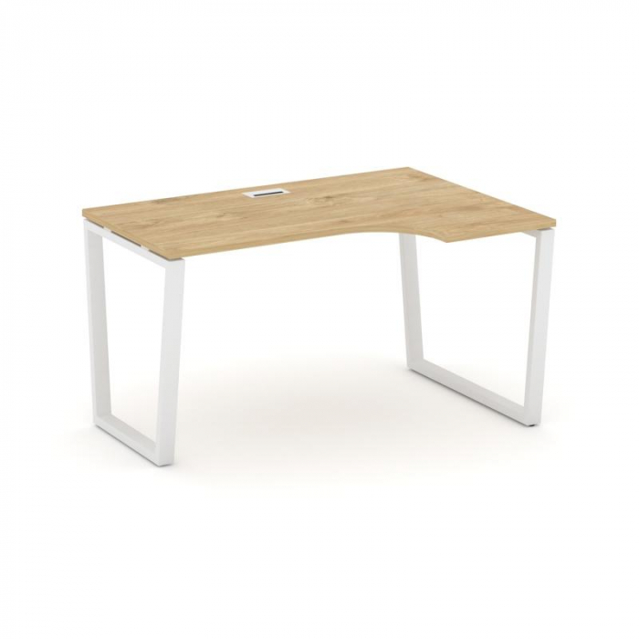 Стайл Проджект Стол рабочий эргоном. SN-6T2.SPA-022(R) Тиквуд Светлый/Металл Белый/Заглушка Пластик