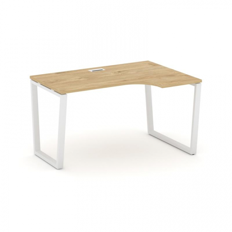 Style Project Стол рабочий эргоном. SN-6T2.SPA-022(R) Тиквуд Светлый/Металл Белый/Заглушка Пластик Б