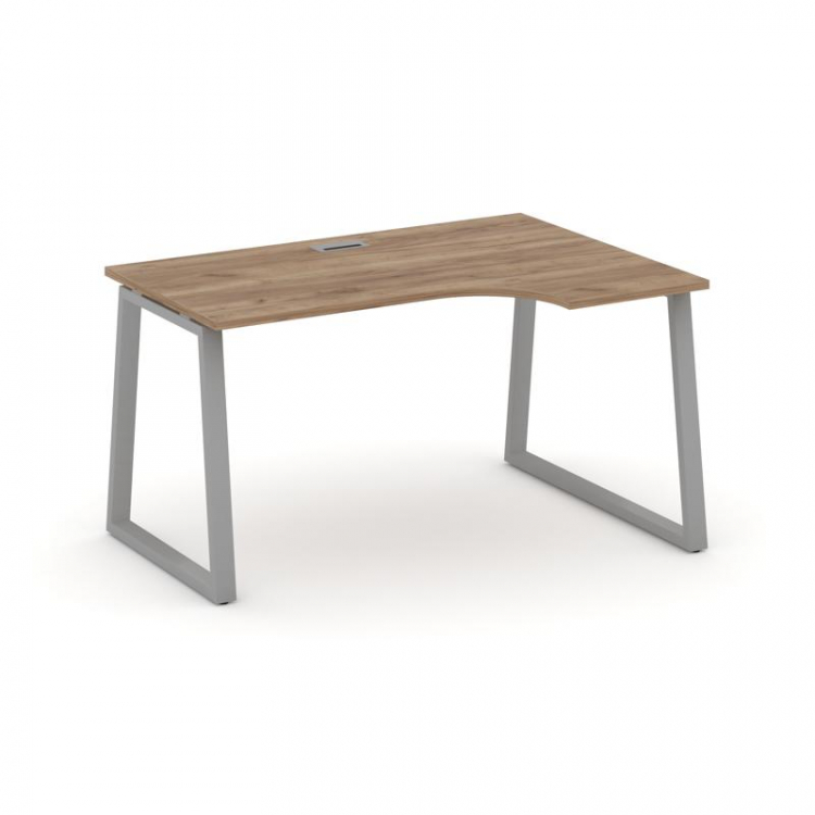 Style Project Стол рабочий эргоном. SN-6T1.SPA-012(R) Дуб Табак/Металл Серый/Заглушка Пластик Серебр