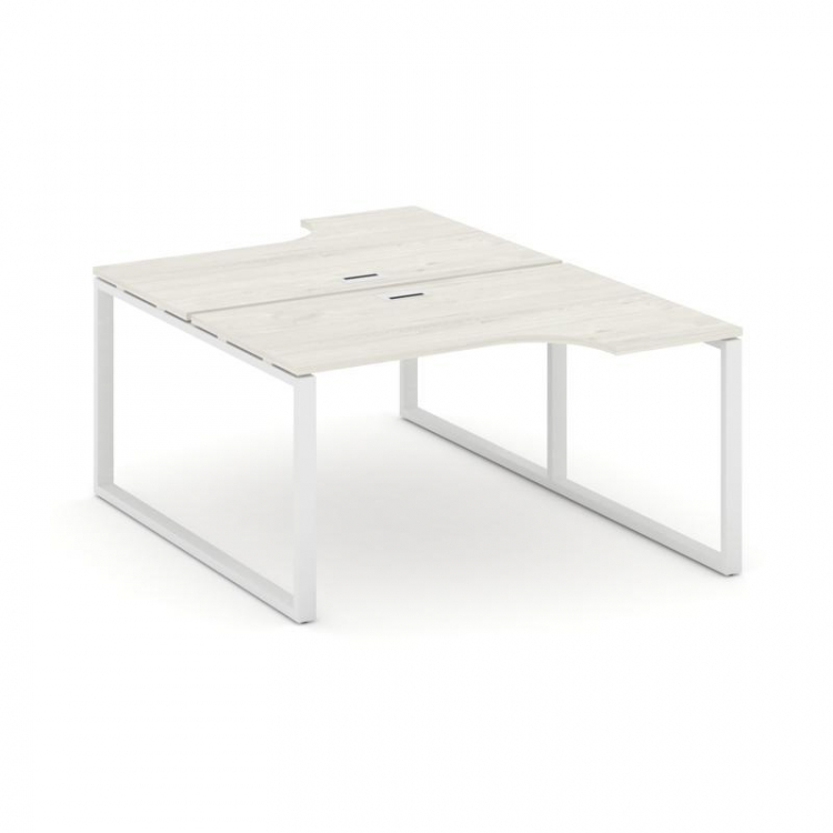 Style Project Рабочая станция эргоном. SN-6O.DRPA-022 Дуб Наварра/Металл Белый 1580*1632/1992*750