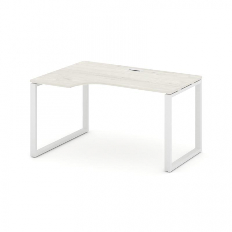 Style Project Стол рабочий эргоном. SN-6O.SPA-002(L) Дуб Наварра/Металл Белый 1580*600/980*750