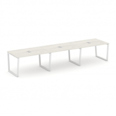 Style Project Стол переговорный SN-6T2.SPRG-022 Дуб Наварра/Металл Белый/Заглушка Металл Белый 3540*