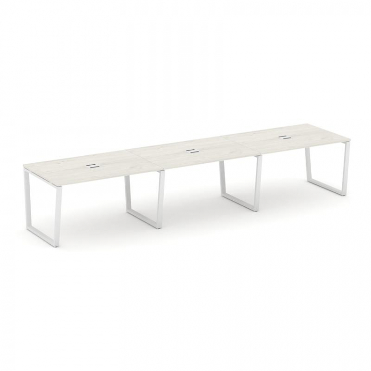 Style Project Стол переговорный SN-6T2.SPRG-022 Дуб Наварра/Металл Белый/Заглушка Металл Белый 3540*