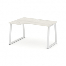 Style Project Стол рабочий эргоном. SN-6T1.SPA-012(L) Дуб Наварра/Металл Белый/Заглушка Пластик Белы