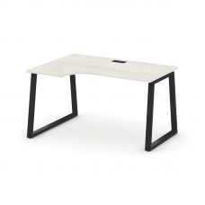 Style Project Стол рабочий эргоном. SN-6T1.SPA-011(L) Дуб Наварра/Металл Черный/Заглушка Пластик Чер