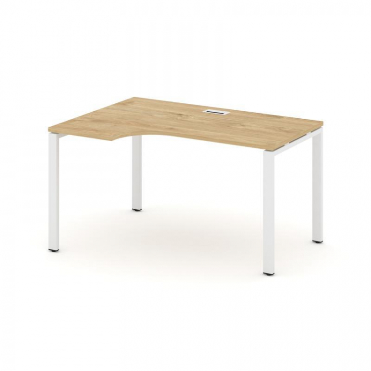 Style Project Стол рабочий эргоном. SN-6P.SPA-012(L) Тиквуд Светлый/Металл Белый 1580*700/980*750