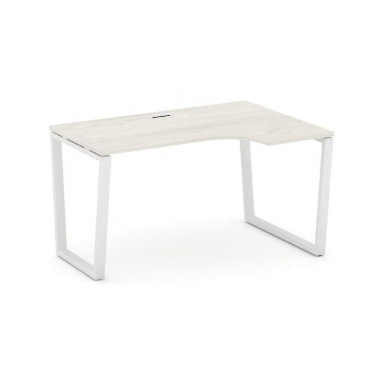 Style Project Стол рабочий эргоном. SN-6T2.SPA-002(R) Дуб Наварра/Металл Белый/Заглушка Пластик Белы