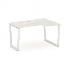 Style Project Стол рабочий эргоном. SN-6T2.SPA-001(R) Дуб Наварра/Металл Белый/Заглушка Пластик Белы