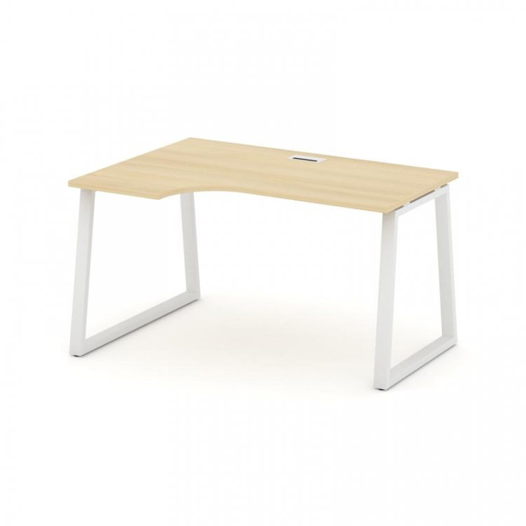 Style Project Стол рабочий эргоном. SN-6T1.SPA-012(L) Акация Лорка/Металл Белый/Заглушка Пластик Бел